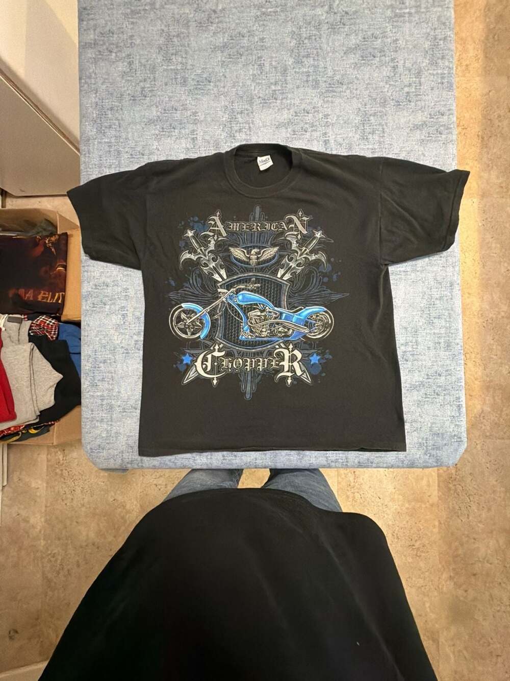M&O Knits American Chopper T-Shirt Size XL Black Motorcycle Biker Graphic